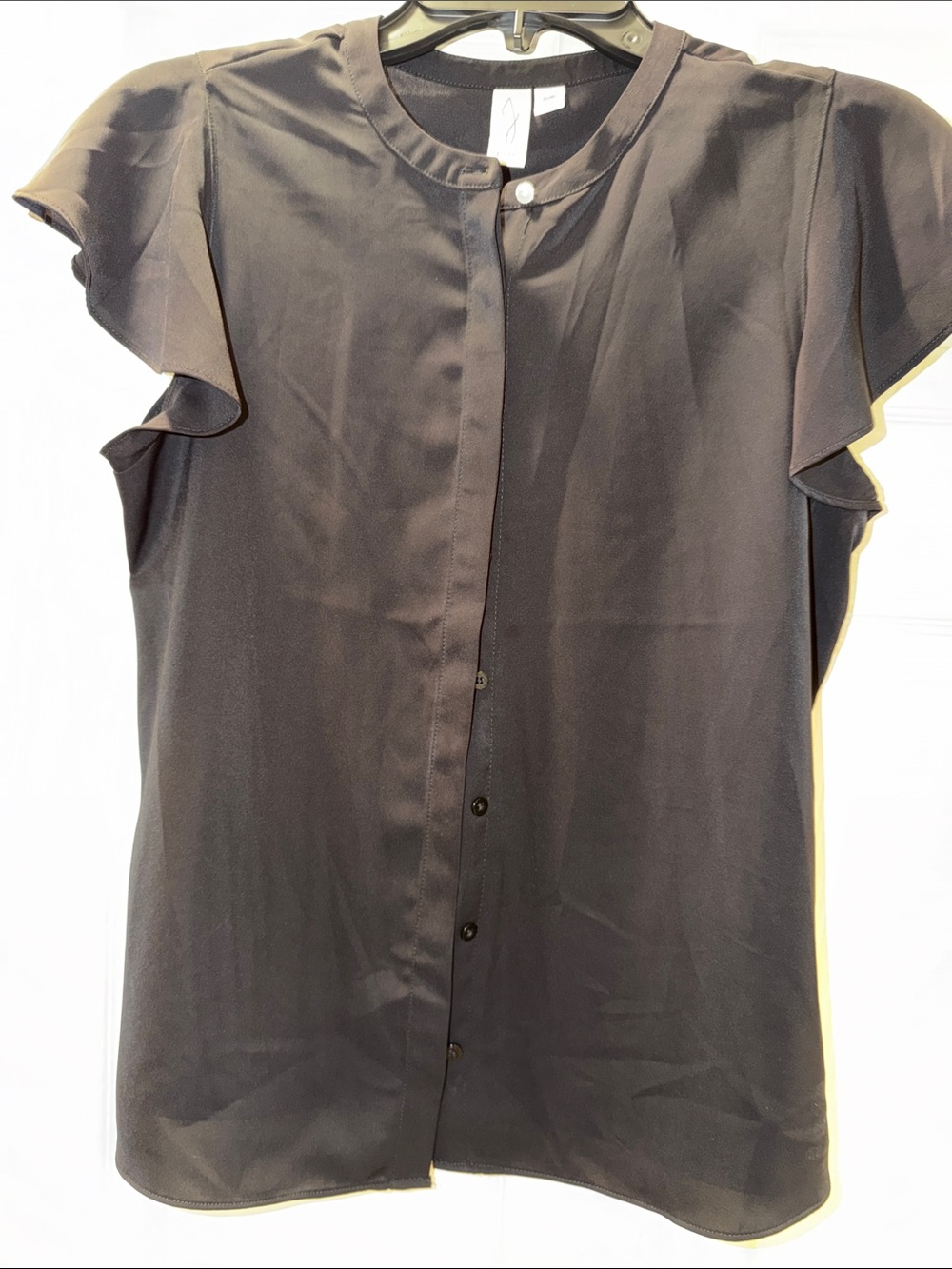 Joie Black Ruffle Sleeve Button-Front Blouse